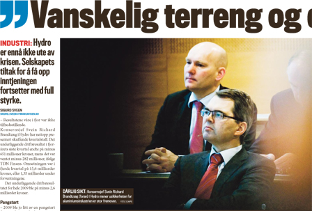 Svein Richard Brandtzæg. Faksimile Finansavisen 18. februar 2010.