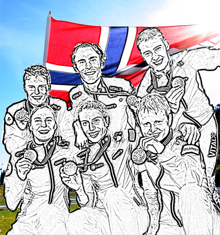 Norges 6 sølv-vinnere i VM-stafetten 2010. Foto: Geir Nilsen / OPN.no.