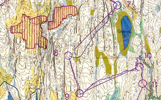 Lars Palmqvist - kartutsnitt fra Sørlandsgaloppen i 1983 - dag 2, 13 km.