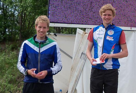Gaute Hallan Steiwer, Lillomarka (til høyre), vant Craft cupløpet på Løten foran Håvard Lucasen, Ås-UMB. Foto: Vidar Benjaminsen