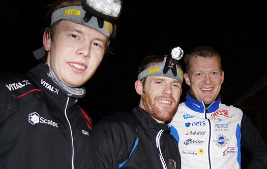 Oslo Night Cup vinnere herreklassen. Fra venstre Vetle Ruud Bråten, Raumar (nummer 3), Matt Speake, Lillomarka (nummer 2) og Anders Nordberg, Vaajakosken Terä (vinner). Foto: Vidar Benjaminsen.
