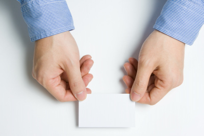 Man presenting business card
