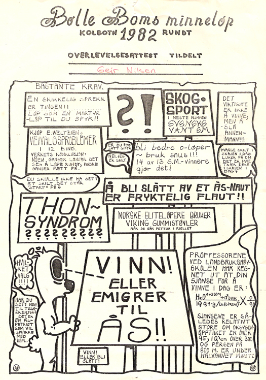 Bølle Boms minneløp sin overlevelsesattest i 1982.