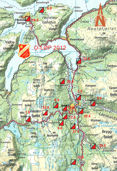 Illustrasjon: Sesongen med kart, o-flagg, klubbmerke...  som plakat/oppslag, nettsider, innstikk avis, i posthyllene skole/kommunehus/arb.plasser, i brev til o-folka...