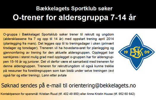 Bækkelagets Sportsklub søker trener.