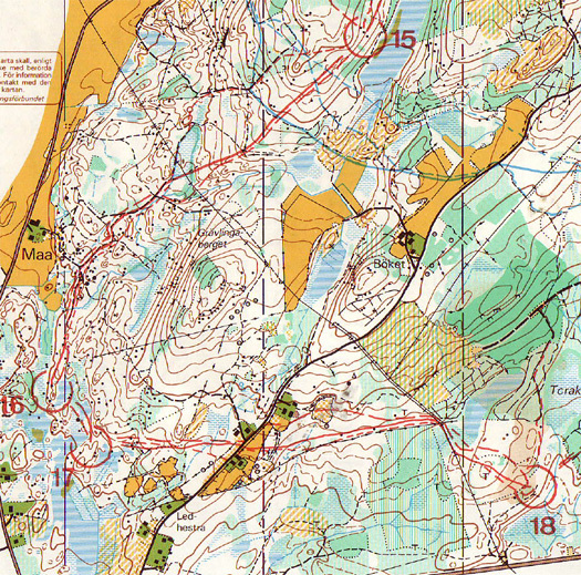 Kartutsnitt fra Nordisk mesterskap i svenske Halmstad i 1988. Scannet fra Skogssport.