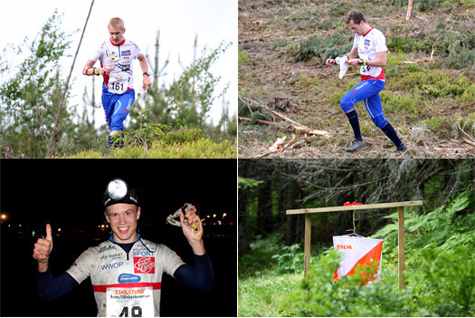 Øverst til venstre Olav Lundanes, ved hans side Magne Dæhli, nede til venstre Torgeir Nørbech og ved hans side en av postene for skogens idrett - orientering. Alle foto: Geir Nilsen/OPN.no.