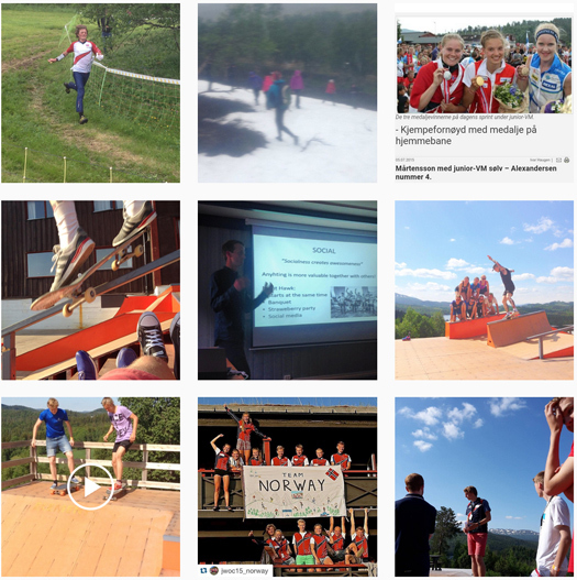 Norges Orienteringsforbund sin bleike presentasjon av o-sporten på Instagram i starten av juli 2015. Skjermdump av Instagram.