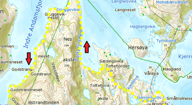 Området Bromnes til indre Andamsfjorden