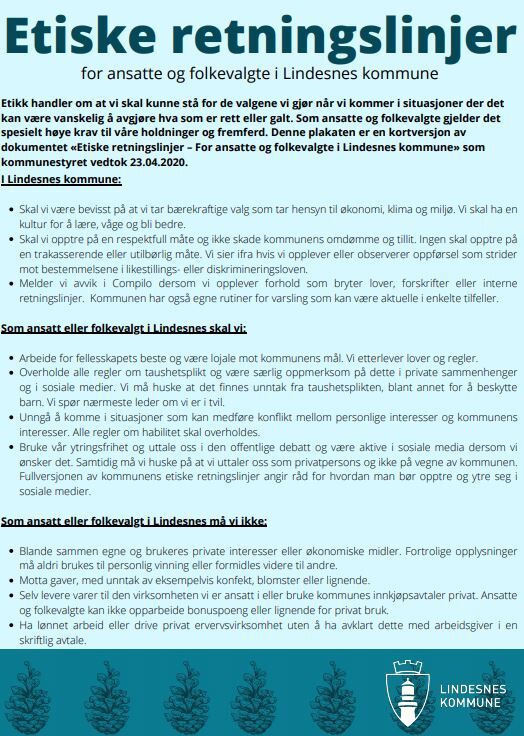 Etiske retningslinjer for ansatte og folkevalgte i Lindesnes kommune