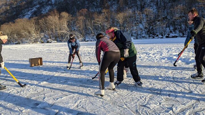 3 elevar spelar ishocky