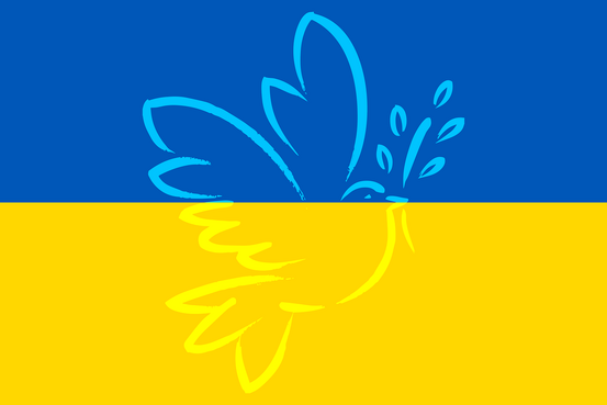 Ukrainske flagg med fredsdue