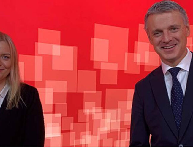 Olje- og energiminister Tina Bru og vassdrags- og energidirektør Kjetil Lund. Foto: NVE