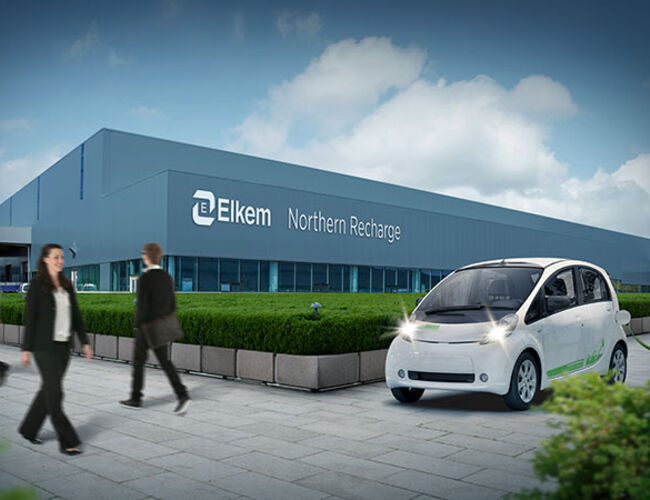 Etterspørselen etter batterier øker som et resultat av den raske elektrifiseringen i transportsektoren. Det krever ny produksjonskapasitet for batterimaterialer. Illustrasjon: Elkem<br /><br />