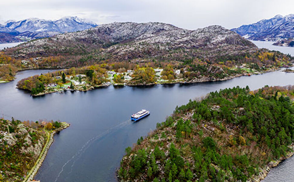 Båten som skal trafikkere Lysefjorden skal kunne ta 297 passasjerer. Foto: Fjordcruise/Morten Sivertsen