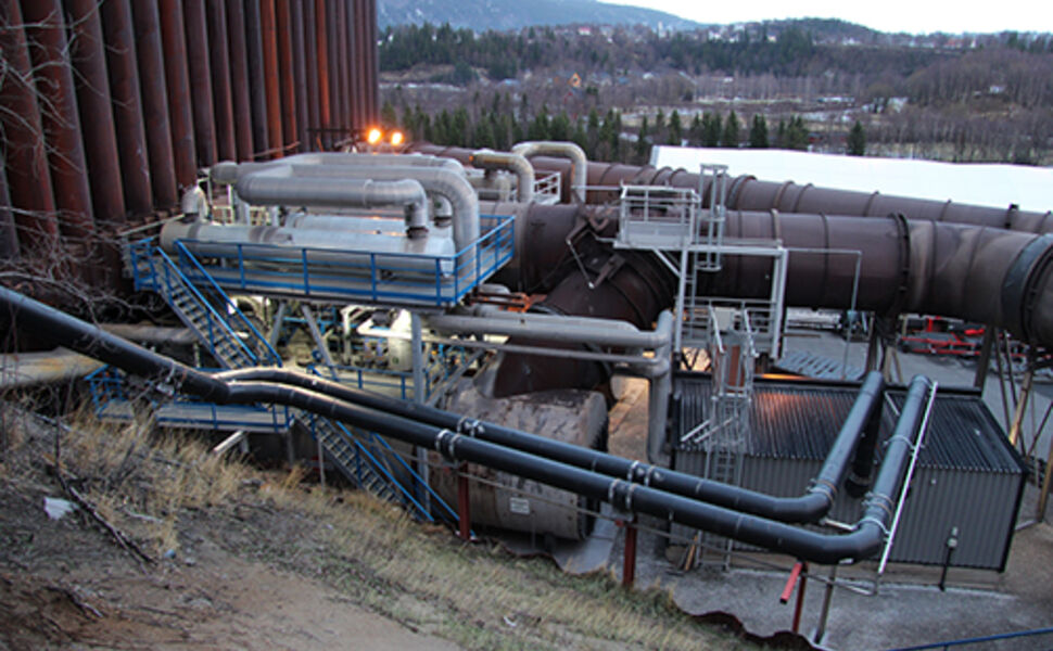Bildet viser gjenvinningsanlegget på 22 MW som er plassert hos Fesil Rana Metall AS. Foto: MIP Info