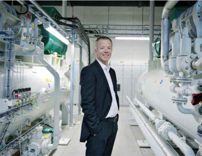 Roy Frivoll, forvaltningsdirektør i Avantor, er fornøyd med utvidelsen av Nydalen Energi. Foto: Erik Burås