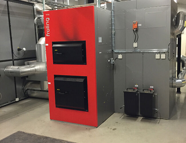 Den nye fliskjelen på 500 kW på Gjennestad videregående skole. Foto: Gjennestad Drift