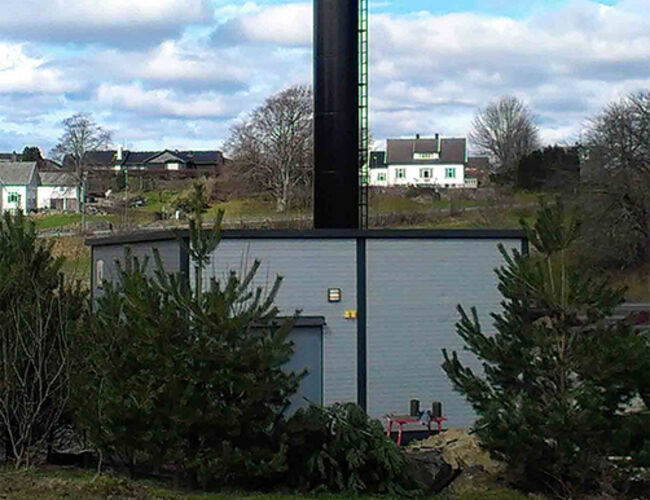 Energisentralen ved Farsund omsorgssenter. Foto: Norsk Bioenergi