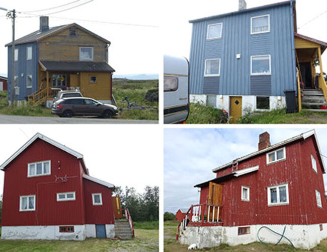 Studien tar utgangspunkt i to gjenreisningshus og boligeiere med konkrete behov for gode råd om oppgradering. De to husene ligger i Gamvik (øverst) og Børselv (nederst). Foto: SINTEF Byggforsk 