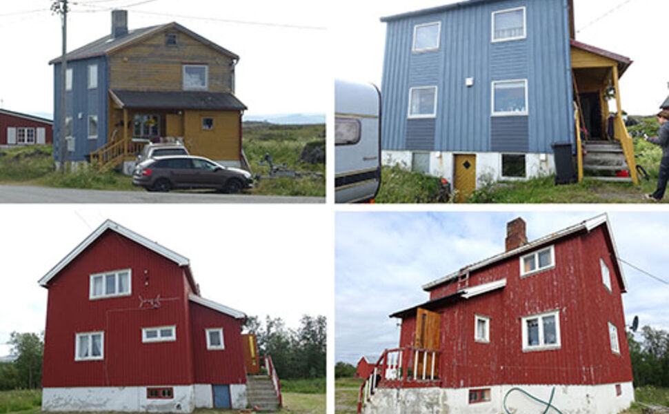 Studien tar utgangspunkt i to gjenreisningshus og boligeiere med konkrete behov for gode råd om oppgradering. De to husene ligger i Gamvik (øverst) og Børselv (nederst). Foto: SINTEF Byggforsk 