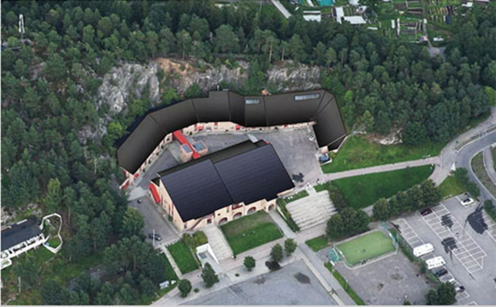 Slik skal det nye solcelletaket på Holmlia skole se ut. Illustrasjon Marion Gardette, Arkitektskap.