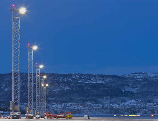 Den nye flyplassbelysningen ved Trondheim Lufthavn Værnes. Foto: Philips