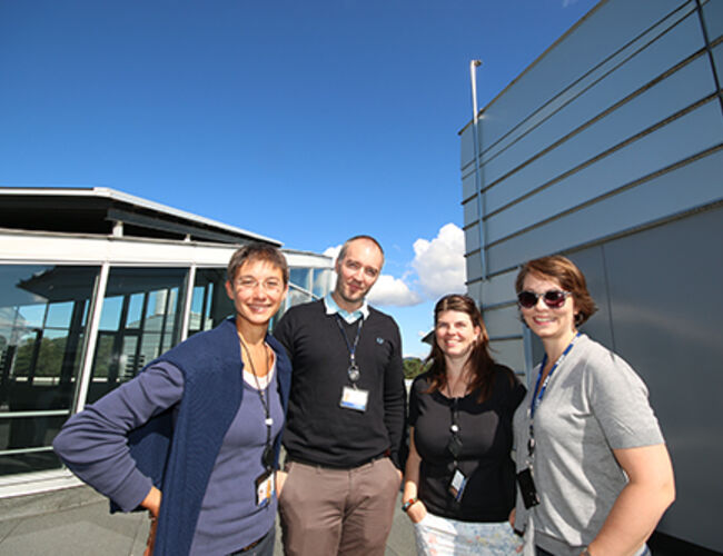 F.v: Simona Petroncini, Alexander Svanbring, Ina K. Thorstensen Kindem og Astrid Håvik i BKK kartlegger solenergipotensialet. Foto: BKK