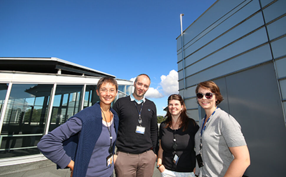 F.v: Simona Petroncini, Alexander Svanbring, Ina K. Thorstensen Kindem og Astrid Håvik i BKK kartlegger solenergipotensialet. Foto: BKK