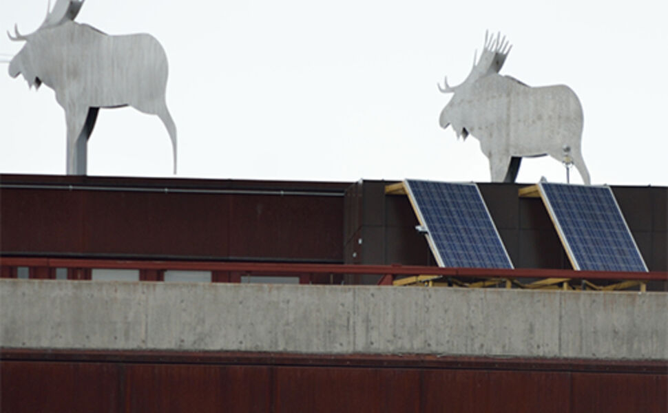 Solcellepanelene på Tynset rådhus yter 250 watt hver. Foto: Tekniske Nyheter