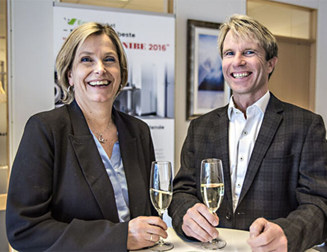 Markedsdirektør Audhild Kvam fra Enova og daglig leder Richard Granskogli i Energiverket AS. Foto: Energiverket