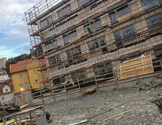 Første byggetrinn ved Nyhavn Brygge i Bergen utstyres med avtrekksvarmepumper. Foto: Selvaag Bolig/OPAK