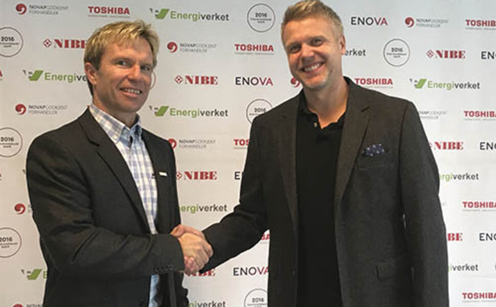Fra venstre: Administrerende direktør i Energiverket AS Richard Granskogli og Kjetil Skogheim. Foto: Energiverket