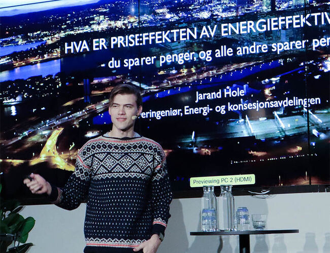 Overingeniør Jarand Hole i NVE i aksjon under webinaret ”Hva er galt med energieffektivisering”, som ble arrangert i november. Foto: Thea Müller/EFO