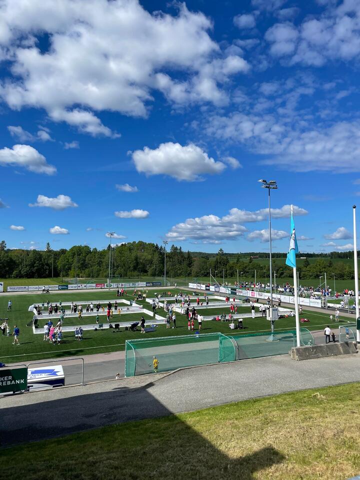 Mange baner og mye folk