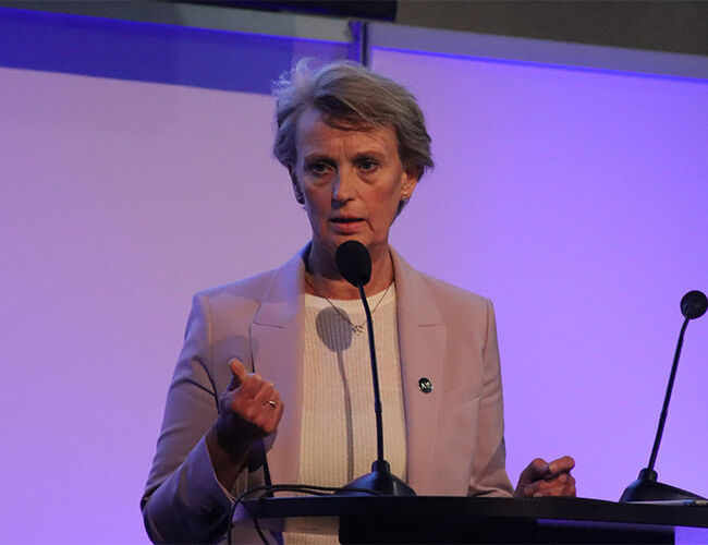 Adm.dir. Elisabeth Heggelund Tørstad fra Asplan Viak, deltok i paneldebatten under åpningenseminaret på Eliaden. Foto: Thea Müller