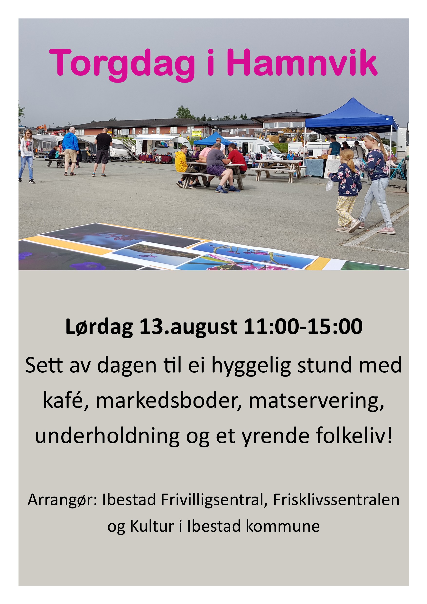 Plakat torgdag i Hamnvik 13.august 2022