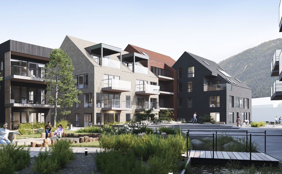 Målet har vært å sikre naturmangfold i den nye bolig- og bydelsutviklingen i Førde. Illustrasjon: LINK Arkitektur