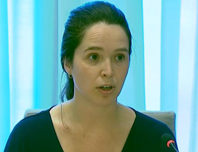 Daglig leder, Henriette Vivestad, i Nobio ber om 100 millioner i friske midler til Verdiskapingsprogrammet for fornybar energi og teknologiutvikling i landbruket i høring på Stortinget. Foto: Nobio