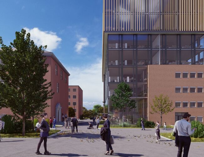 Illustrasjon av det nye bygget, Horizon, i Sem Sælands vei. Ilustrasjon: SINTEF