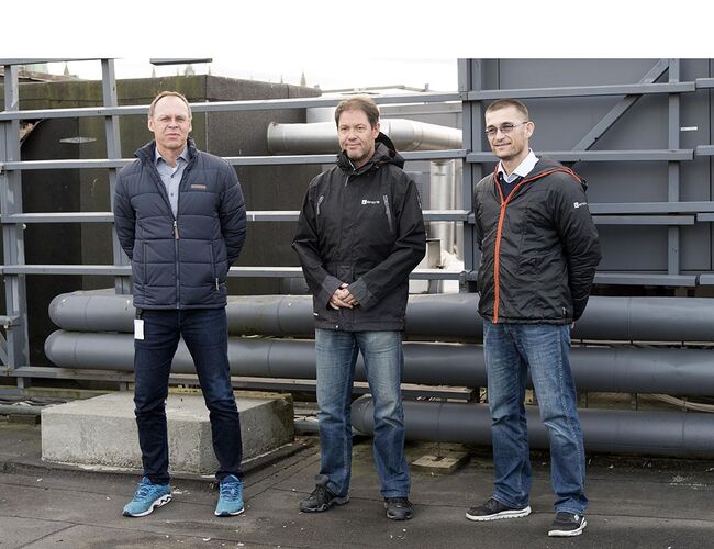 Ildsjeler med god kompetanse innen energisparing. Fra venstre: Leif Gustav Solstad, Frank Erik Ålberg og Ken Jøran Konst i Entra Trondheim. Foto: Njål Pettersen