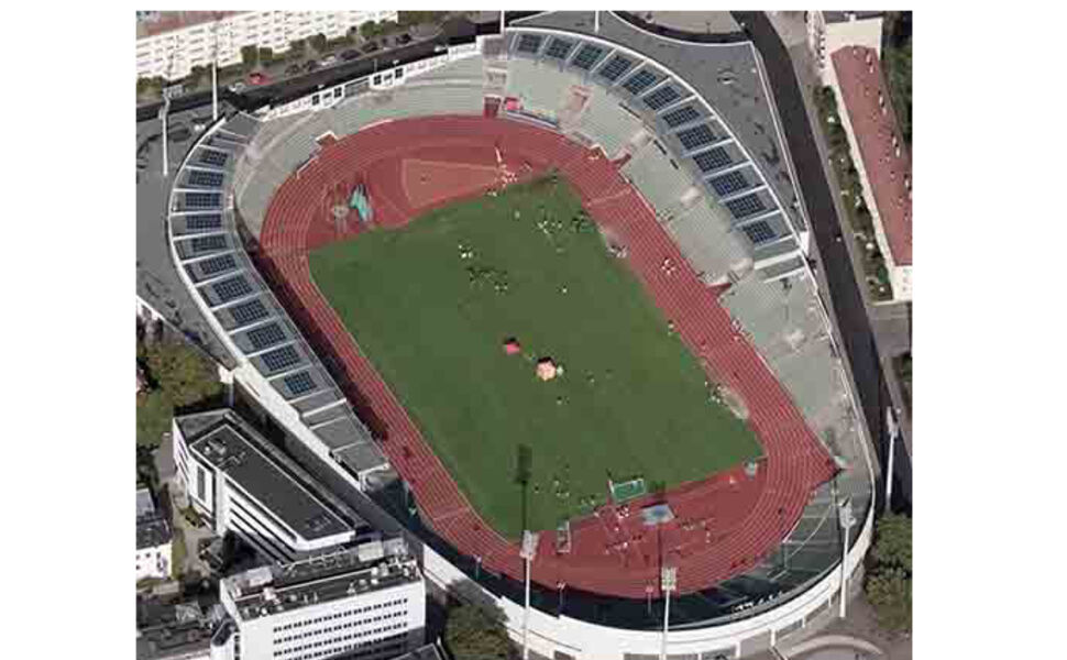 Bislett Stadion skal få solcellepanel på stadiontaket. Illustrasjon: Asplan Viak
