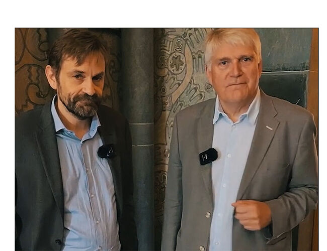 Asgeir Tomasgard (til venstre) og Nils Røkke. Under Arendalsuka gir de politikere tre råd for hvordan Norge kan forhindre kraftunderskudd i 2027. Foto: SINTEF
