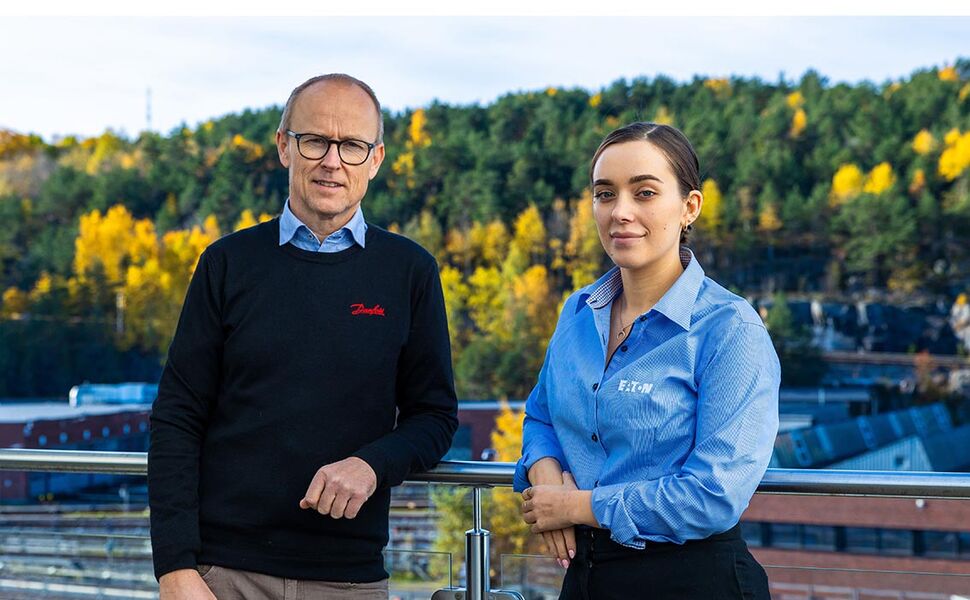 Ine Dagfinrud i Eaton og Bjørn Prøsch Meier i Danfoss. Foto:  Eaton