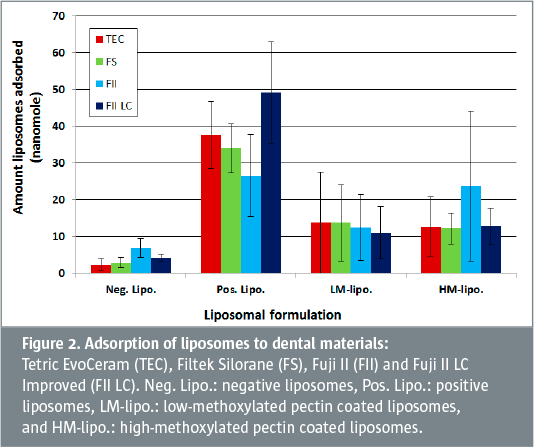 Interactions of liposomes with dental materials