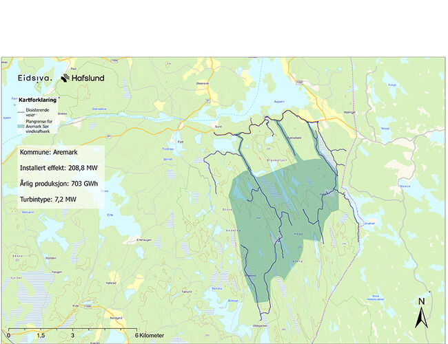Kart over planområde Foto: Eidsiva og Hafslund