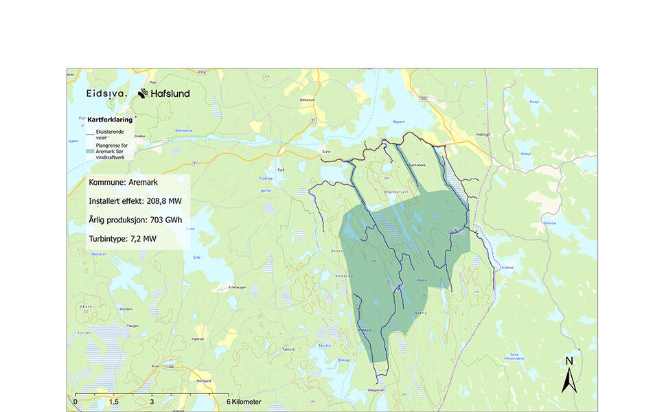 Kart over planområde Foto: Eidsiva og Hafslund