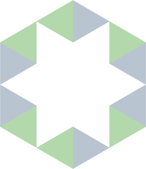 Seks kant laget med grønne trekanter