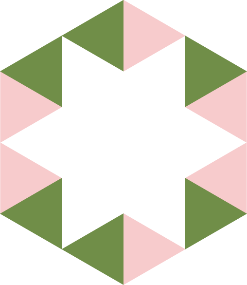 Gule grønne trekanter i sirkel, hvit i midten