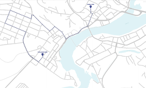 Kart som viser hvor barnetoget i Mandal skal gå